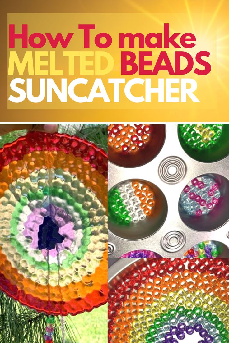 how to make melted beads suncatcher with instructions for making it in the shape of a rainbow