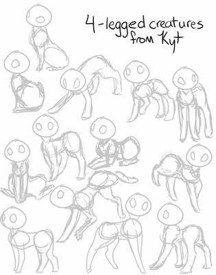 an image of how to draw cartoon animals with different poses and body shapes for each character