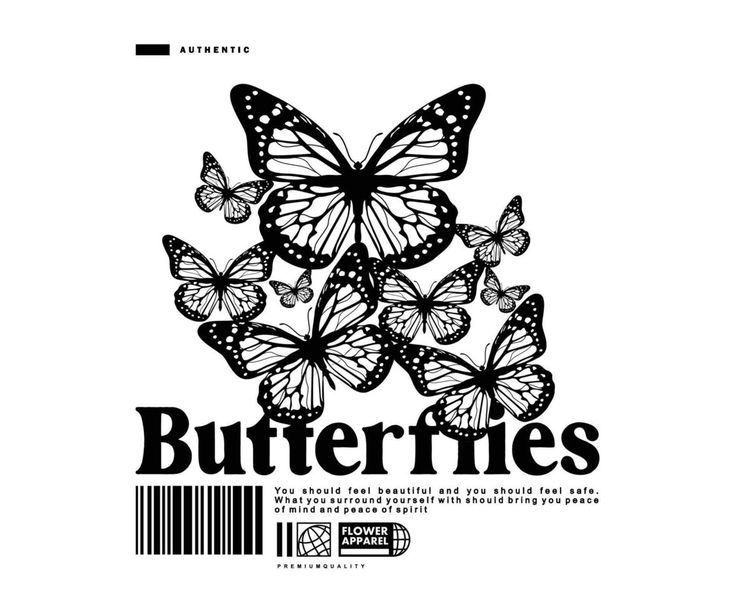 the back cover of butterflies, which is printed in black and white