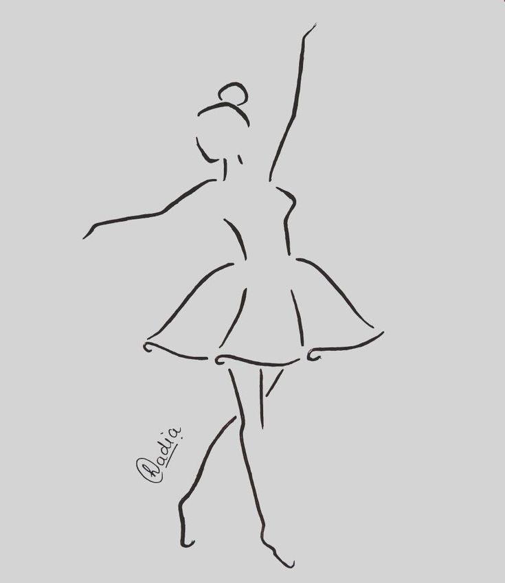 a black and white drawing of a ballerina