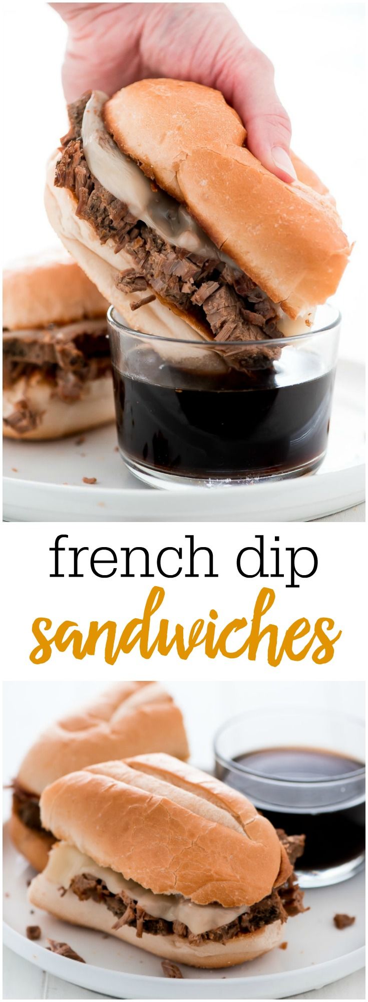 the french dip sandwiches are ready to be eaten