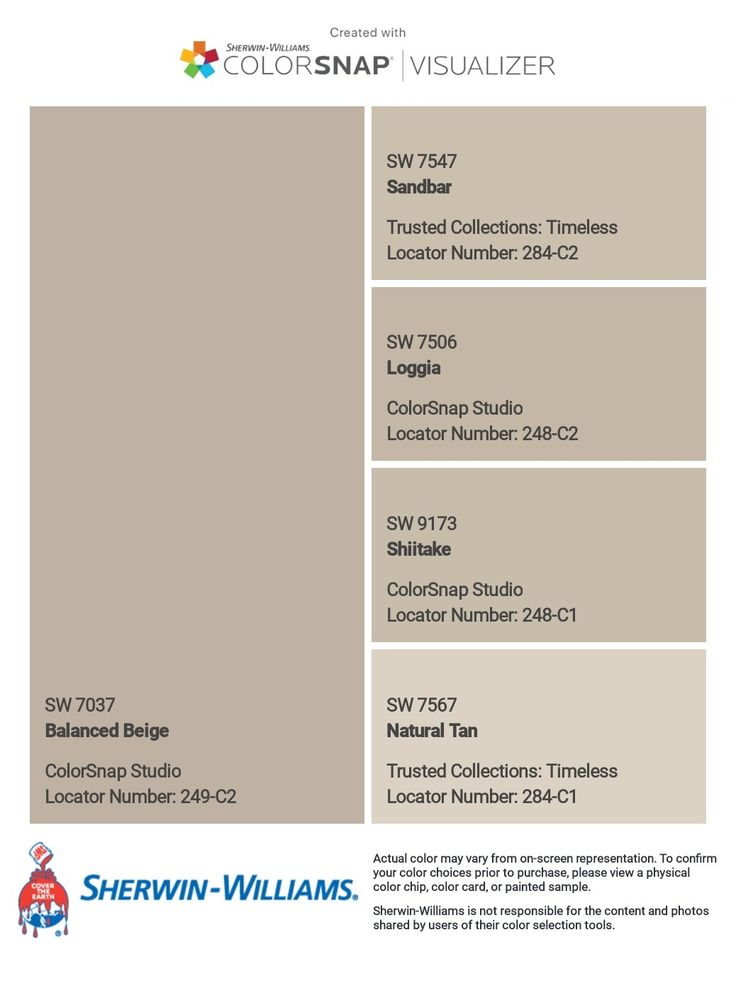 the color swat list for sherwinn's paint