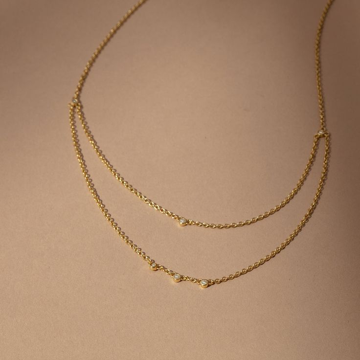 Layered Chain Vermeil Necklace | Gold | Product Image | Uncommon James Everyday Timeless Necklace With Delicate Chain, 14k Gold Cable Chain Charm Necklaces For Layering, 14k Gold Cable Chain Charm Necklace For Layering, Yellow Gold Cable Chain Charm Necklace For Layering, Minimalist Yellow Gold Jewelry With Double Chain, Dainty Sterling Silver Chain Necklace For Layering, 14k Gold Delicate Chain Necklace For Layering, Delicate Double Strand Everyday Layered Necklace, Delicate Double Strand Everyday Necklace