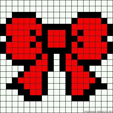 a cross stitch pattern with red and black squares