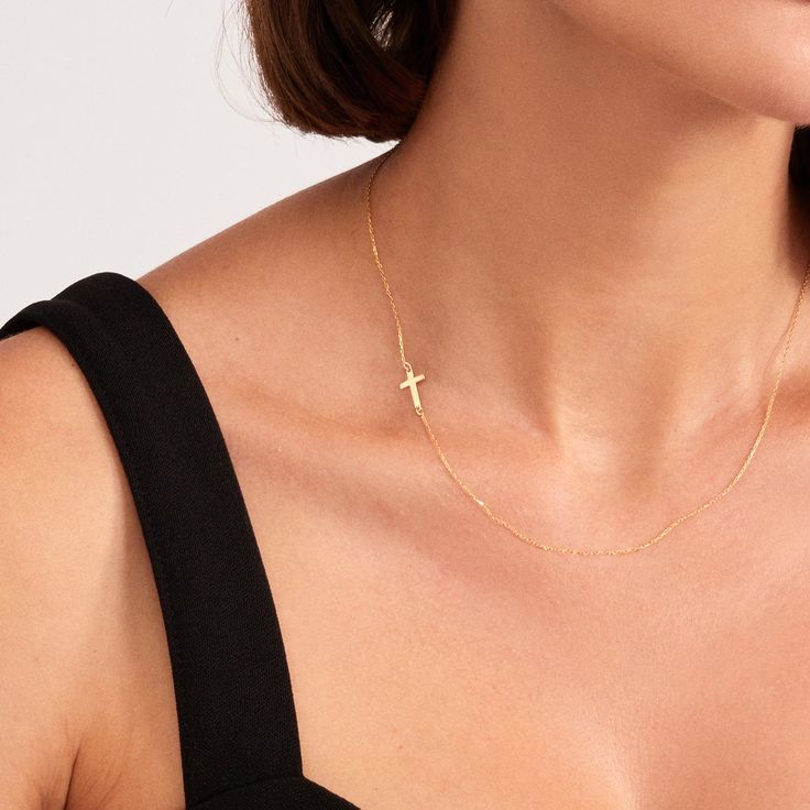 The cross necklace will be your new favorite with its classic and elegant style. Show everyone the chic woman you are. You'll have: - 14k solid gold handcrafted necklace - 100% US sourced jewelry Size -Material: 14k Solid Gold -Pendant Height: 13 mm-Pendant Width: 8 mm-Chain Style: Cable Chain-Chain Length: 18 inch You’ll get a certificate of authenticity with each piece. And your necklace will pass multiple checkpoints to make sure you have your favorite piece. 14k Solid Gold All of your choice Everyday 14k Gold Cross Jewelry, Elegant Sterling Silver Cross Necklace With Delicate Chain, Minimalist 14k Gold Crucifix Jewelry, Elegant Yellow Gold Cross Necklace, Elegant Everyday Yellow Gold Cross Necklace, Minimalist 14k Gold Cross Pendant Jewelry, Dainty 14k Gold Cross Jewelry, Dainty 14k Gold Cross Necklace With Delicate Chain, Minimalist 14k Gold Crucifix Necklace