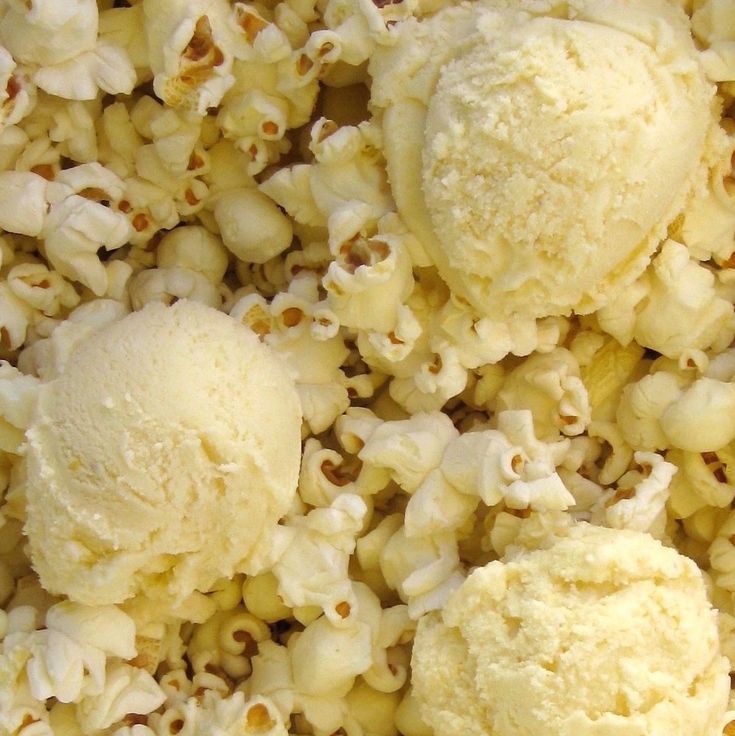 popcorn kernels and ice cream are mixed together