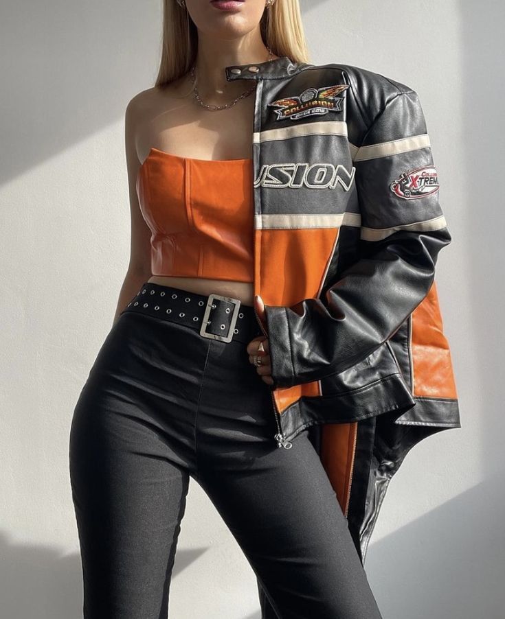 orange top racing girl model blonde fashion and style Fest Outfits, Psychology Student, Easy Trendy Outfits, Day In The Life, Kpop Fashion Outfits, Girly Fashion, Performance Outfit, Kpop Outfits, Stage Outfits