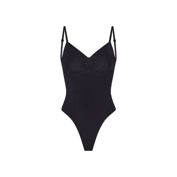 SEAMLESS SCULPT PETITE THONG BODYSUIT | ONYX Sculpting Shapewear Bodysuit With Built-in Bra, Solid Color Push-up Shapewear Bodysuit, Solid Color Smoothing Shapewear Bodysuit, Seamless Push-up Bodysuit Shapewear, Seamless Push-up Bodysuit For Shapewear, Seamless Push-up Shapewear Bodysuit, Stretch Seamless Push-up Bodysuit, Seamless Shaping Bodysuit Shapewear, Solid Color Sculpting Seamless Bodysuit