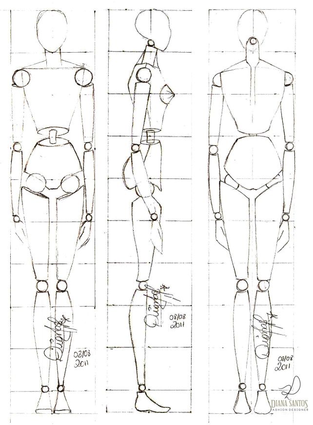 three different views of the back and sides of a woman's body