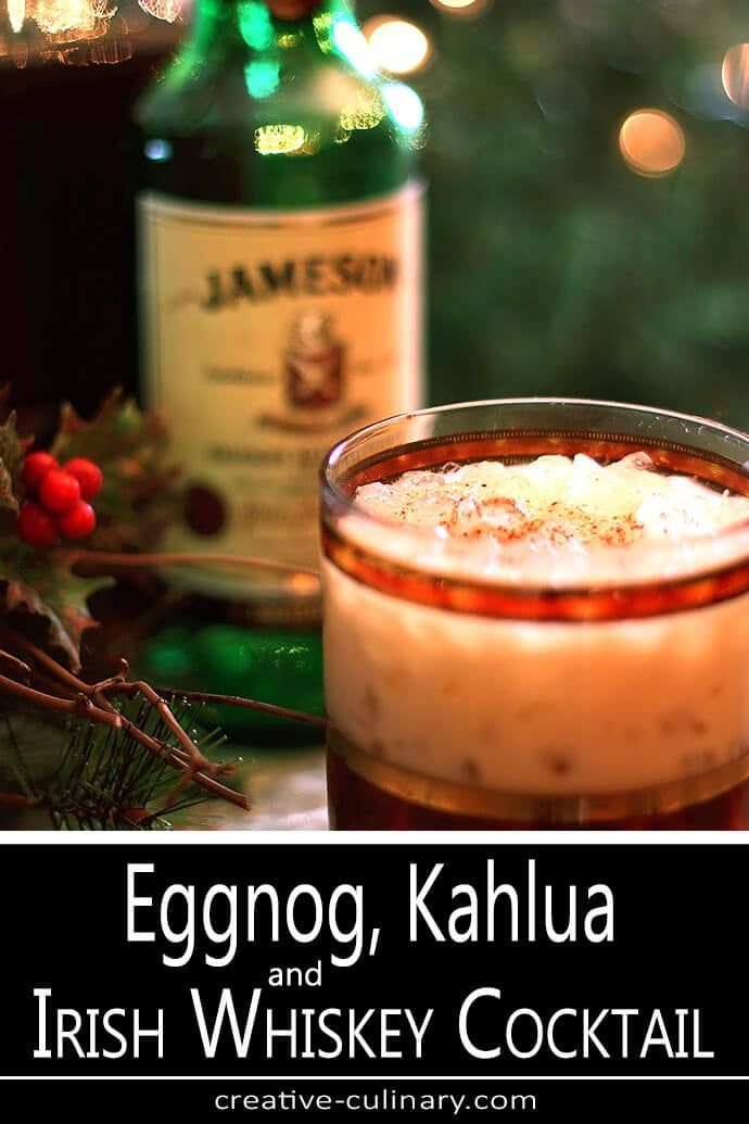 eggnog, kahlua and irish whiskey cocktail