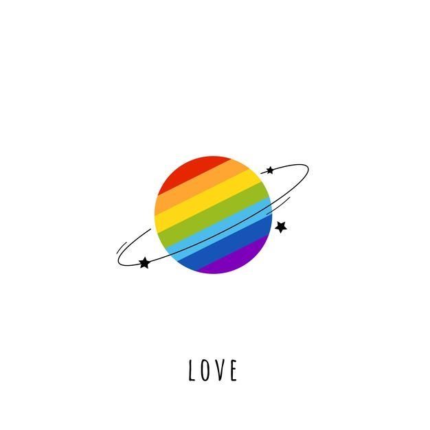 a rainbow ball with the word love on it and an arrow in the middle that says love