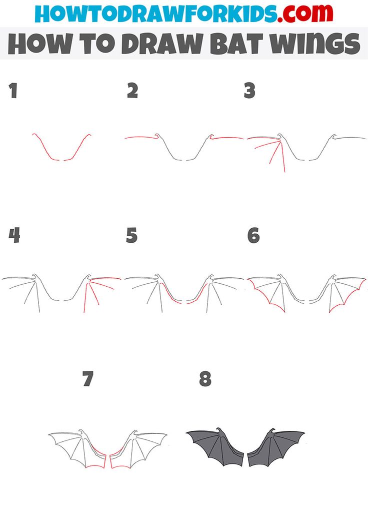 how to draw bat wings for kids with step by step instructions on how to draw bats