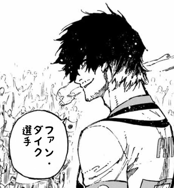 an anime character with black and white hair standing in front of a crowd, looking at something