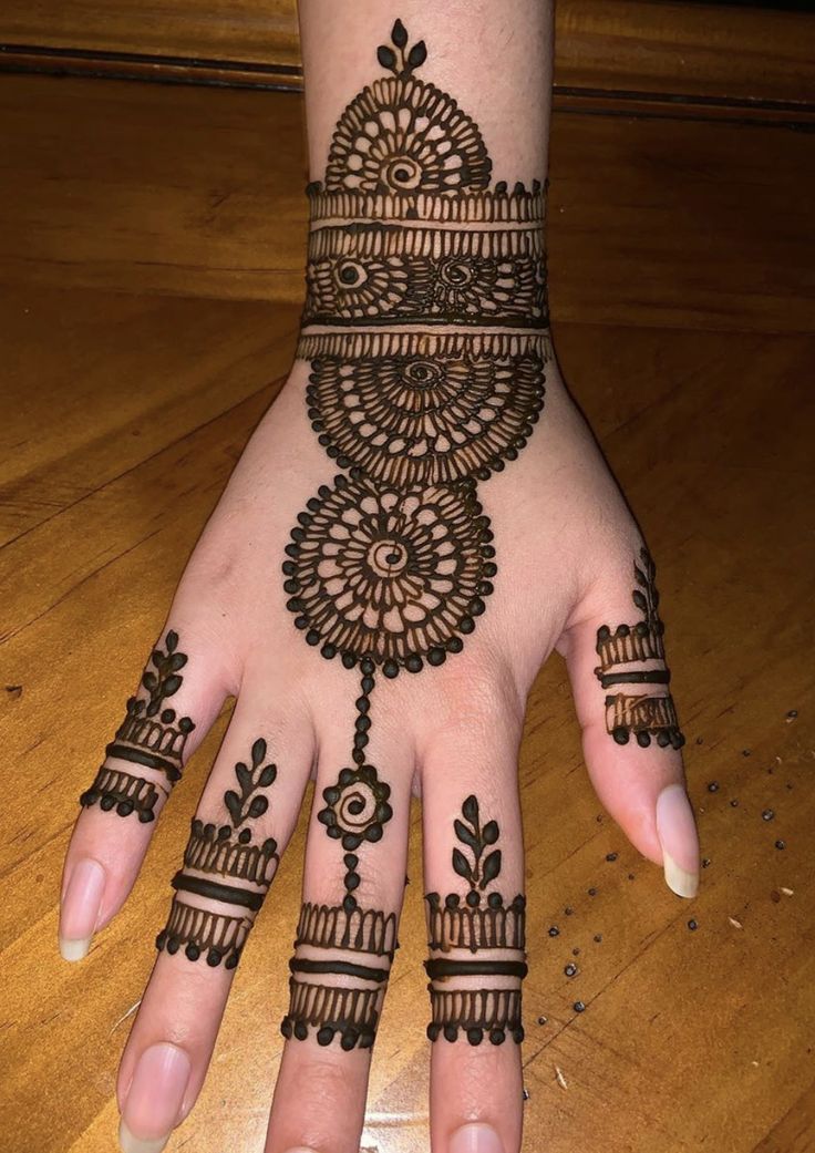 a henna tattoo on someone's hand