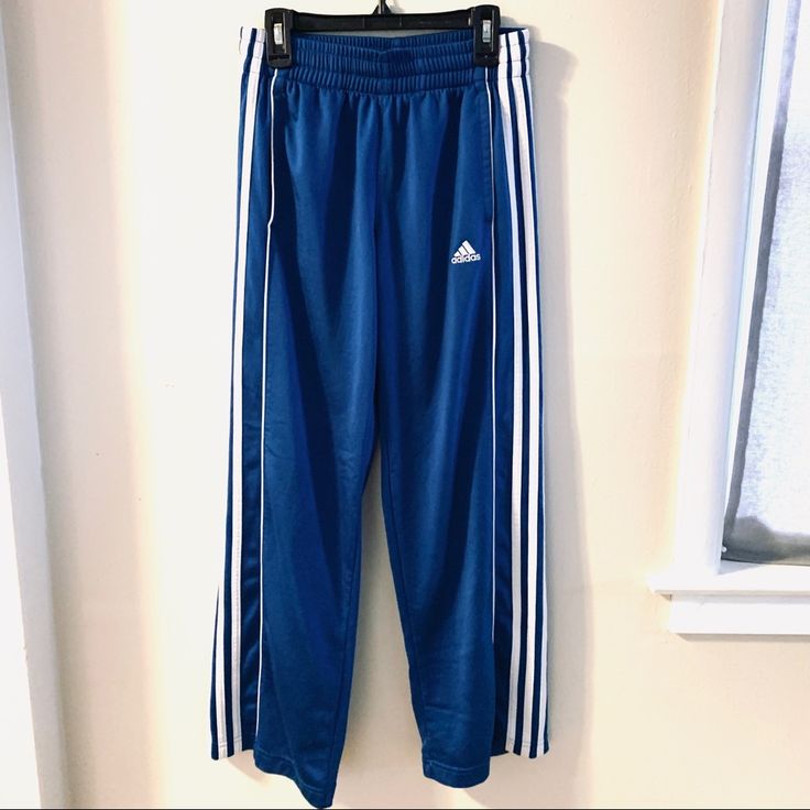 Adidas Youth Joggers Size 10/12 Blue With White Stripes And Piping. Washed A Couple Times, But Never Worn. Kids 10/12 Blue Sportswear Bottoms With Three Stripes, Blue Sportswear Pants With Three Stripes, Sportswear Blue Pants With Three Stripes, Blue Three-stripes Sportswear Pants, Blue Three-stripe Sportswear Pants, Blue Cotton Pants With Three Stripes, Adidas Blue Cotton Pants, Adidas Bottoms, Blue Adidas