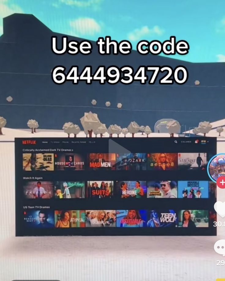 a large screen with the words use the code 644, 947, 7220