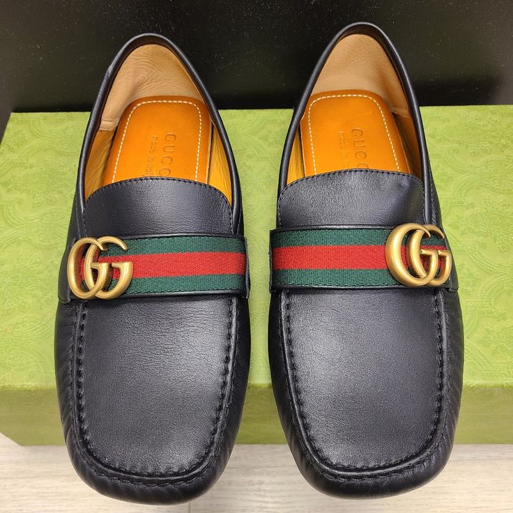 Gucci Men's Car Shoes. Leather With Red And Green Web. Size 5 Men's Or Women's 7.5/8. Brand New. Comes With Box. Gucci Luxury Leather Shoes With Round Toe, Gucci Luxury Leather Dress Shoes, Luxury Gucci Leather Dress Shoes, Gucci Leather Shoes With Rubber Sole, Gucci Leather Shoes With Round Toe, Gucci Leather Shoes With Round Toe And Leather Lining, Gucci Designer Leather Shoes With Round Toe, Gucci Designer Leather Shoes With Leather Sole, Gucci Black Loafers With Branded Insole