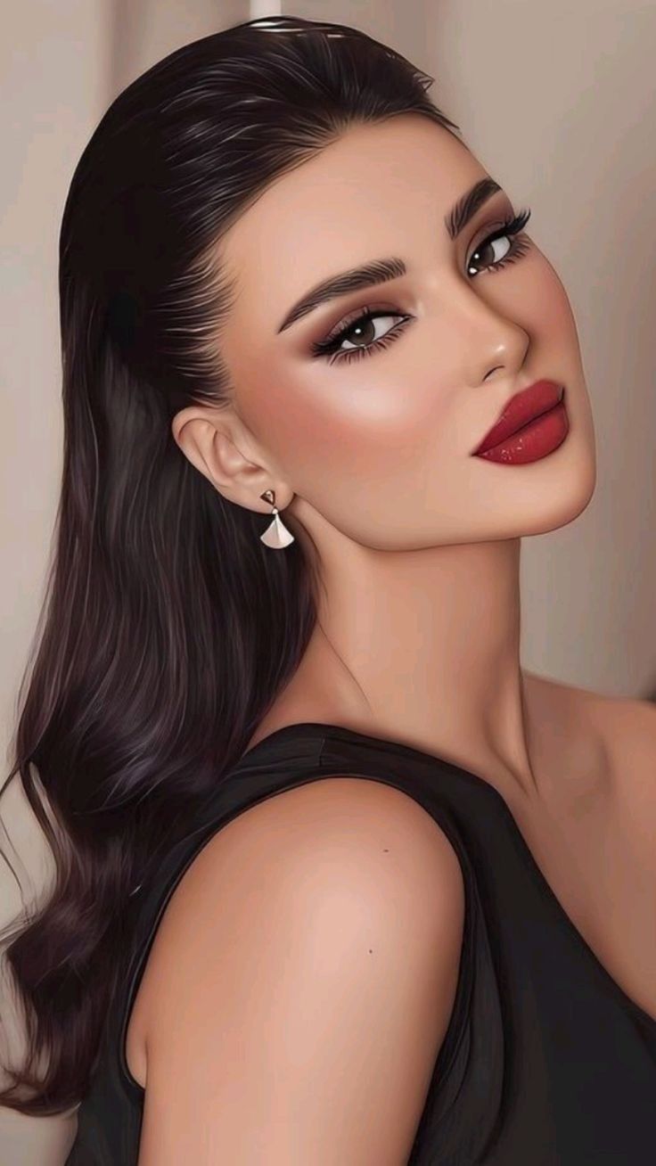 Red Bold Makeup Look, Fashion Show Makeup Looks, Eye Makeup With Red Lips, Srushti Porey, Dark Romantic Makeup, Makeup Looks For Weddings, Makeup With Red Dress, Photography Makeup Ideas, Soft Baddie Makeup