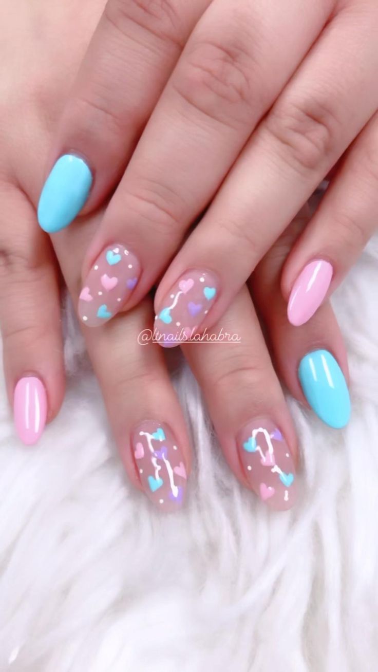 Kid Nail Designs, Easy Kids Nails, Reveal Nails, Fashion Hijab Style, Shower Nails, Gender Reveal Nails, Baby Shower Nails, Kids Nails