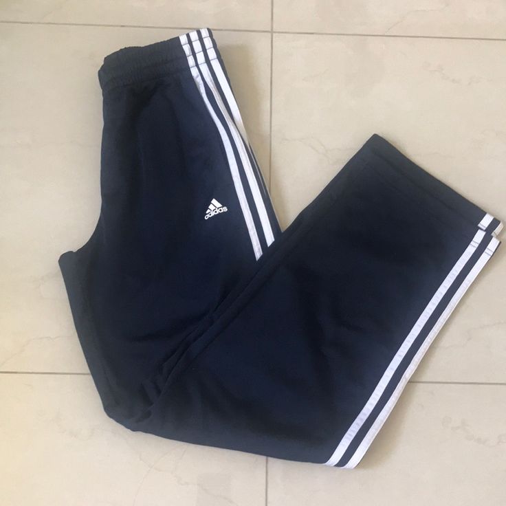 Adidas Pants Like New White Adidas Logo Athleisure Bottoms, White Adidas Athleisure Bottoms, White Athleisure Bottoms With Adidas Logo, Athleisure Full-length Bottoms With Three Stripes, Athleisure Full Length Bottoms With Three Stripes, Blue Adidas Athleisure Pants, Blue Sporty Sweatpants With Three Stripes Branding, Casual Adidas Pants With Side Stripes, Casual Blue Adidas Bottoms