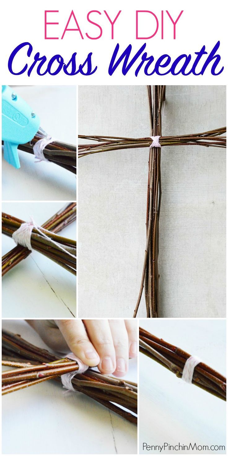 the steps to make an easy cross wreath