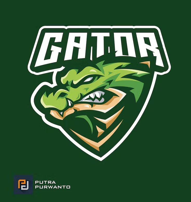 the gator logo on a green background