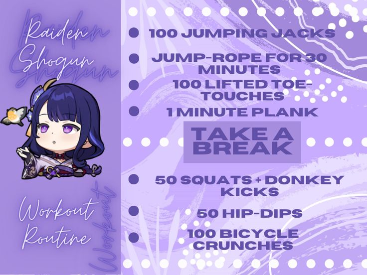 an anime character's workout schedule for the month of june, with information about how to use it