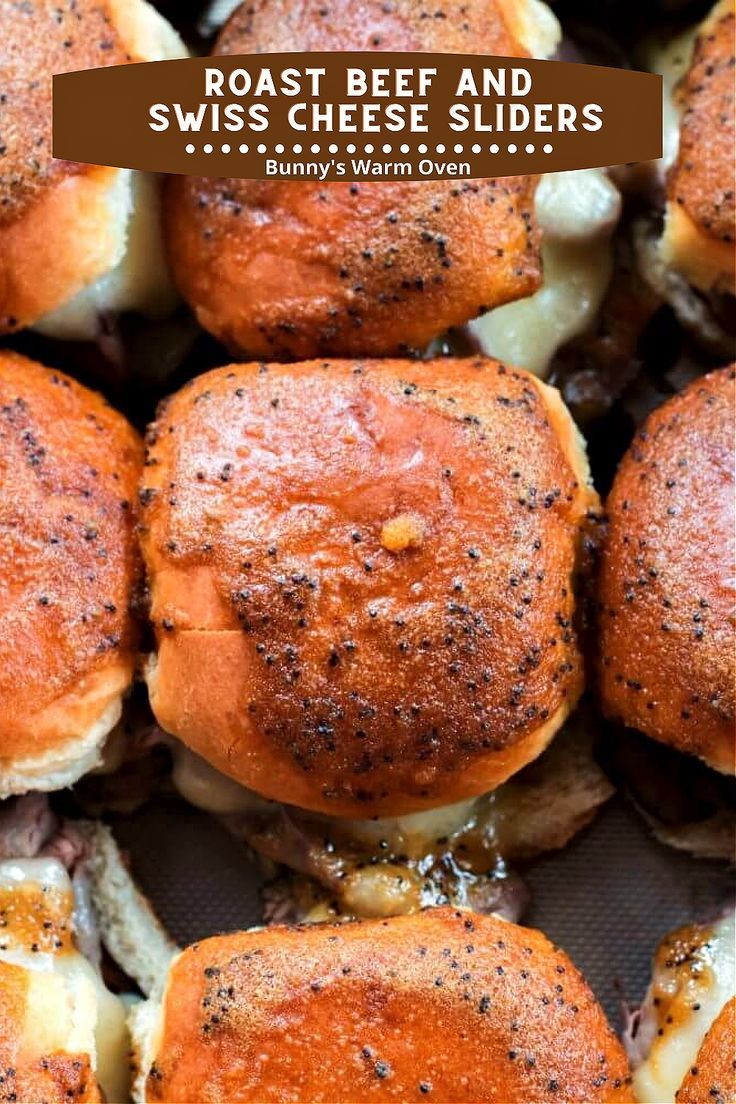 Roast Beef and Swiss Cheese Sliders on a baking sheet. Stew Beef Recipes, Roast Beef Sliders Recipes, Leftover Roast Beef Recipes, Sliders Recipes Beef, Cheese Melting, Mongolian Beef Recipe, Roast Beef Sliders, Minced Beef Recipes, Leftover Roast Beef