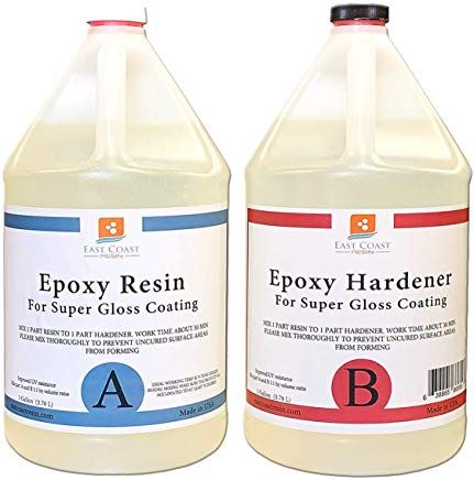 two bottles of epoxy resin for super glosses containing b and c