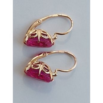 Elegant Pink Diamond Cut Earrings, Rose Gold Ruby Earrings For Gifts, Formal Rose Gold Ruby Earrings, Exquisite Pink 14k Gold Jewelry, 14k Gold Earrings As Gift, 14k Gold Earrings For Gift, 14k Gold Earrings With Elegant Design As Gift, 14k Gold Earrings For Gift With Elegant Design, Exquisite 14k Gold Pink Jewelry