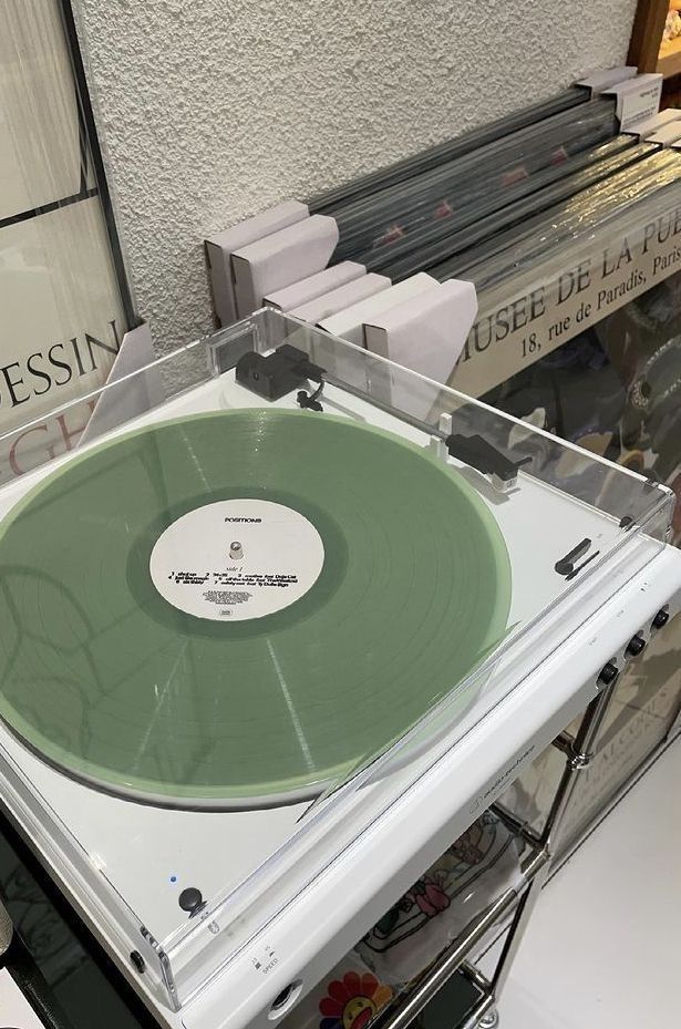 a record player sitting on top of a table