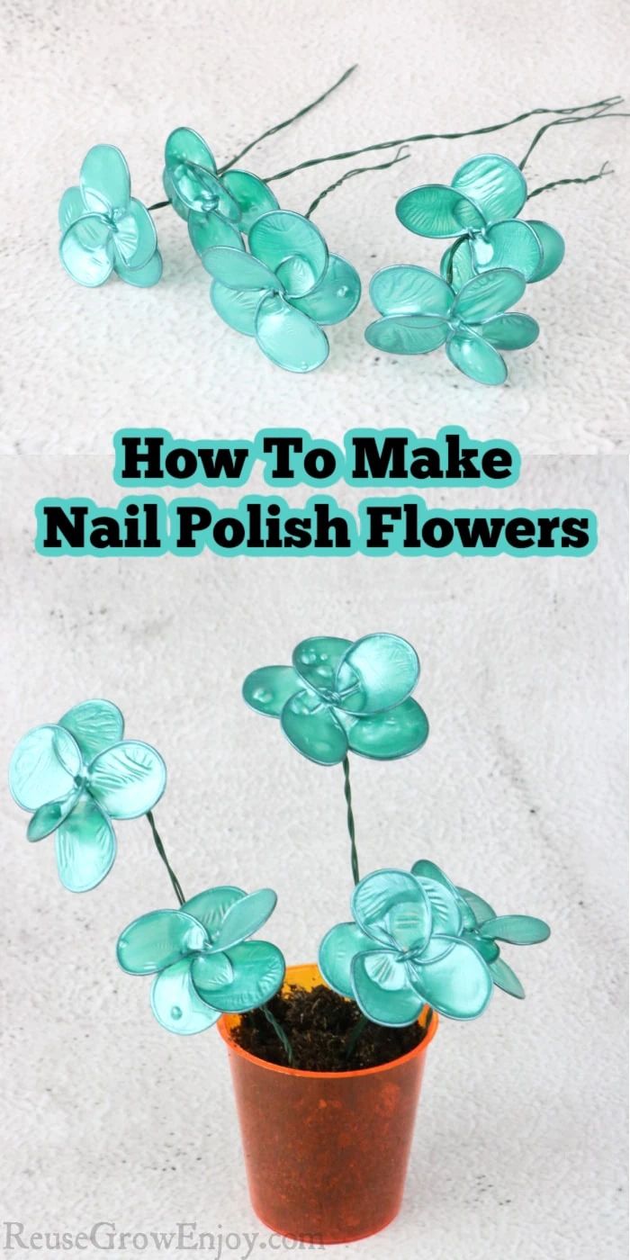 how to make nail polish flowers in a pot