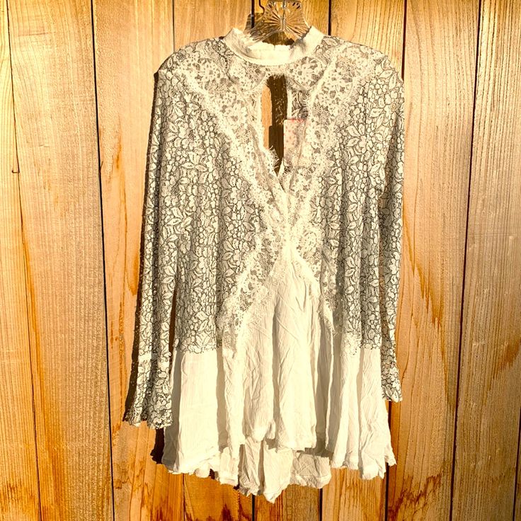 Free People Lace White Dress Size S/P With See Thru Lace And White Staggered Flowing Hem. Could Wear White Body Suit Or Slip Under It. Reg 128.00. Tags Still On It. Romantic. Frilly. Pretty. White Body Suit, Red Floral Dress, Mini Tank Dress, Suede Dress, Ruffle Mini Dress, Boho Tunics, Mini Sweater Dress, Small Dress, Lace White Dress