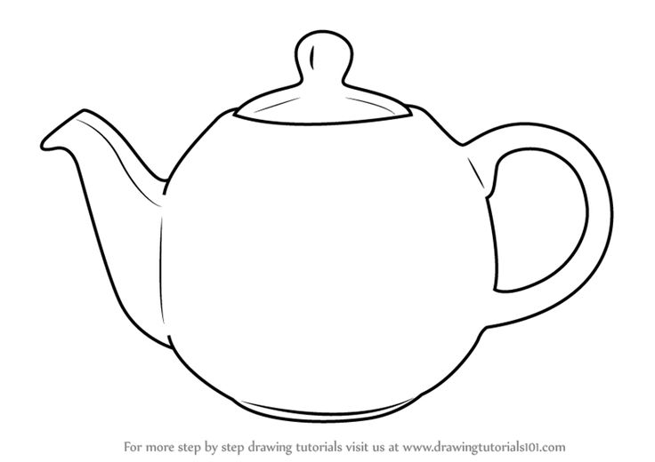 a drawing of a teapot on a white background with the words four more steps by drawing