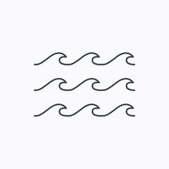 three waves in the ocean line art icon