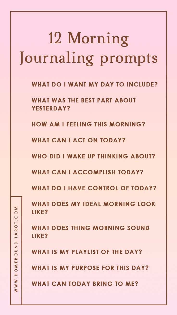 a pink poster with the words 12 morning journaling prompts on it and an image of