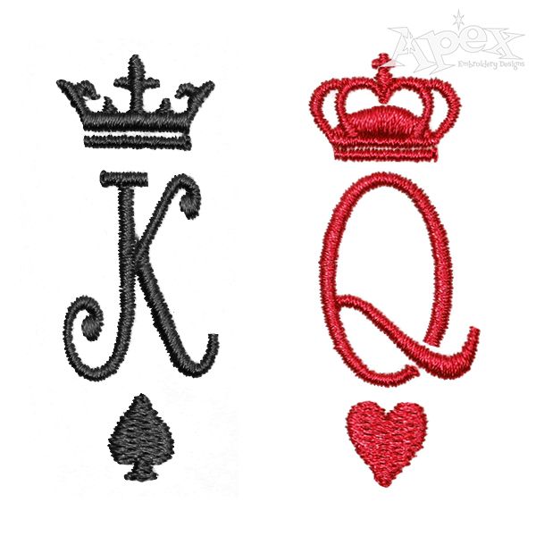 two crowns and hearts with the letter k on them