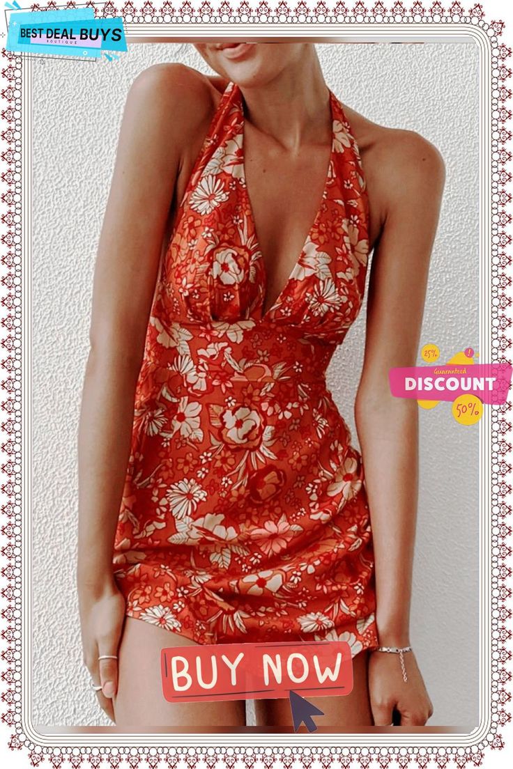 Floral Print Halter Backless Mini Dress Backless Mini Dress, Floral Print, Floral Prints, Mini Dress, Best Deals, Floral