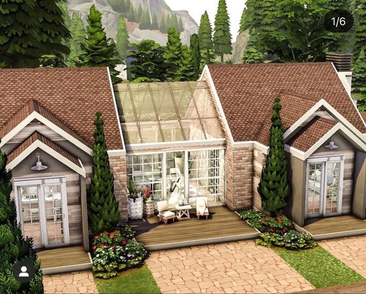 Cool Houses Sims 4, Sims 4 Cottage Mansion, Bloxburger House, The Sims 4 House Layout, Lilsimsie Builds, Sims House Plans Layout, Sims Build Inspiration, Sims 4 One Story House, Cute House Layout