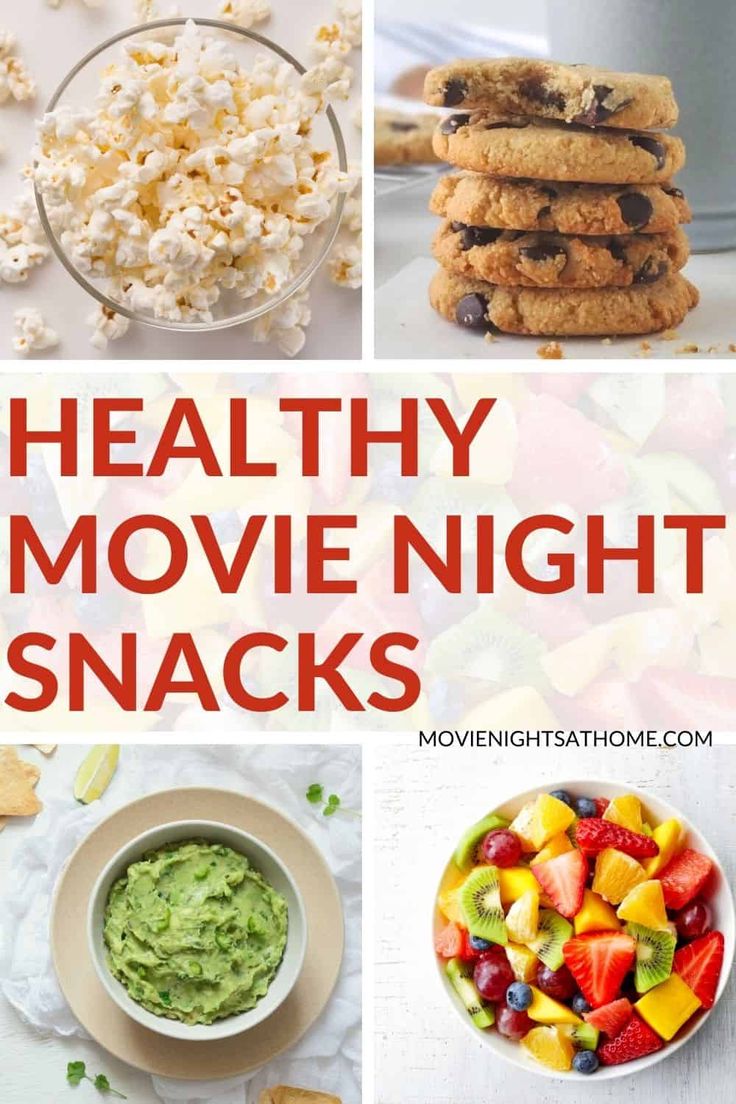 healthy movie night snacks with text overlay