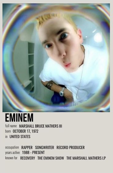 an image of a man with blonde hair in front of a circular frame that says emiem