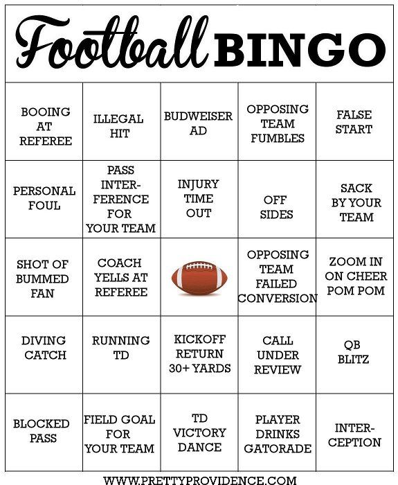 a football game board with the words football bingo written in black and white on it