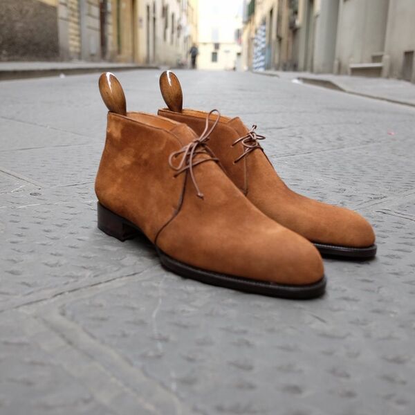 Handmade Men Brown Suede Leather Chukka Boot on Storenvy Semi-formal Suede Boots With Round Toe, Semi-formal Brown Boots With Pointed Toe, Brown Pointed Toe Boots For Semi-formal Occasions, Brown Snip Toe Chukka Boots For Business, Brown Round Toe Chukka Boots For Semi-formal Occasions, Semi-formal Suede Boots With Leather Sole, Semi-formal Suede Boots With Plain Toe, Business Chukka Boots With Snip Toe And Rubber Sole, Formal Suede Chukka Boots With Round Toe