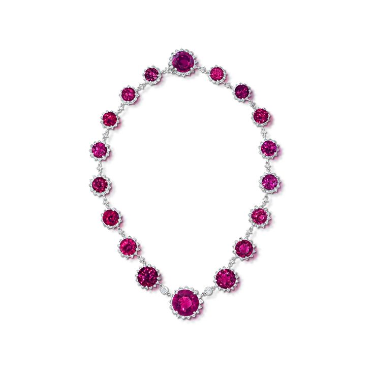 Rhodolite Garnet and Diamond Necklace Rhodolite Jewelry, Stephen Silver, Necklaces Dainty, Platinum Necklace, Ruby Jewellery, Lavender Jade, Bvlgari Jewelry, Necklace Emerald, High Jewellery