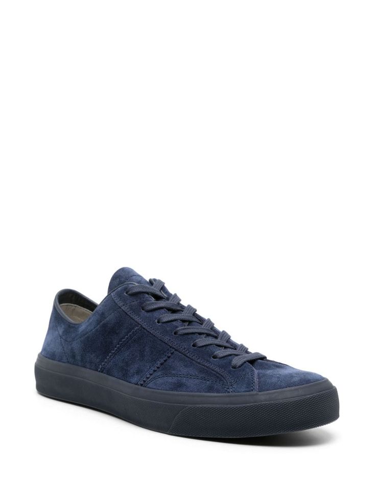 TOM FORD Cambridge Suede Sneakers - Farfetch Sporty Navy Sneakers With Leather Sole, Sporty Navy Sneakers With Stitched Sole, Classic Suede Sneakers With Vulcanized Sole, Classic Navy Sneakers With Textured Sole, Classic Navy Sneakers With Leather Sole, Classic Blue Sneakers With Textured Sole, Classic Suede Sneakers With Stitched Sole, Navy Casual Sneakers With Leather Sole, Sporty Navy Suede Sneakers