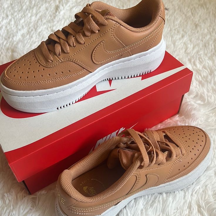 Brand New Nike Court Vision Alta, Nike Court Vision, Court Vision, Shoes Nike, Tan Brown, Nike Shoes, Nike Women, Size 6, Women Shoes