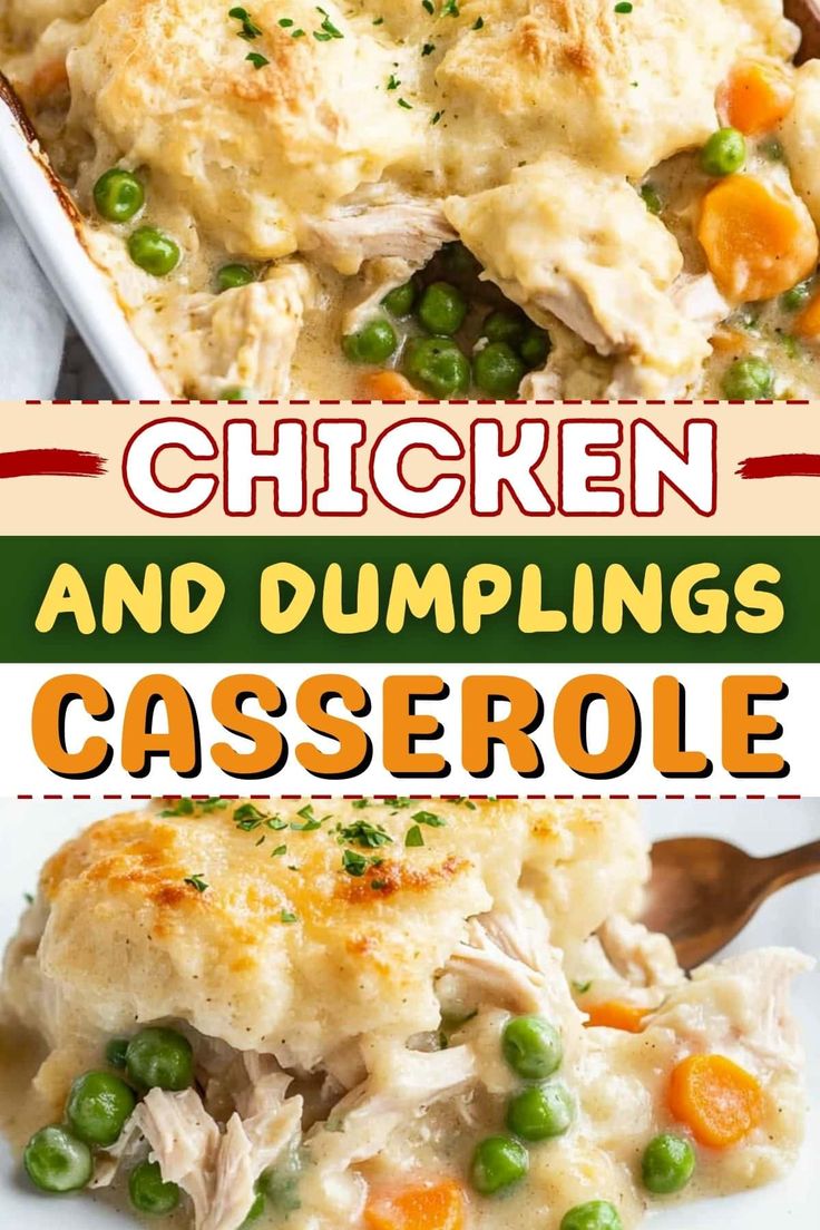 chicken and dumplings casserole on a white plate