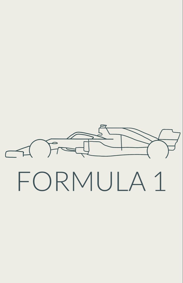 the formula 1 logo is shown in black on a light gray background with an outline of a racing car