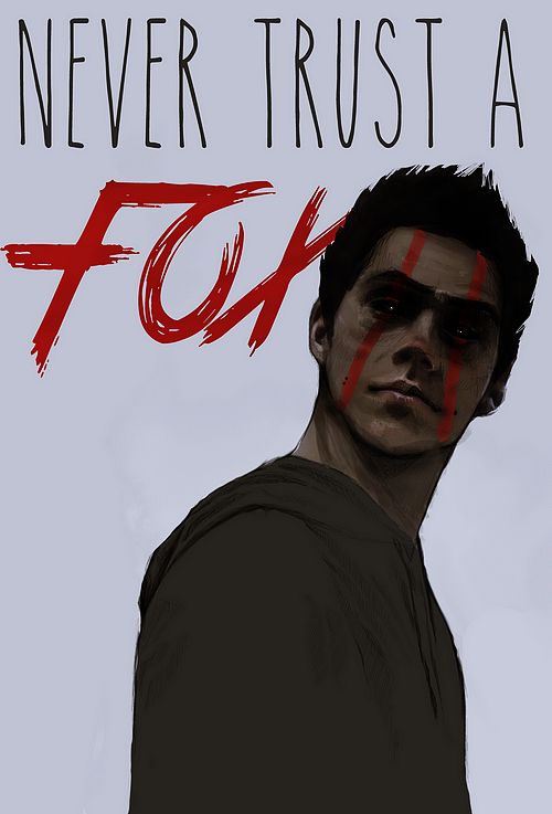 a poster with the words never trust a fox and a man's face painted on it