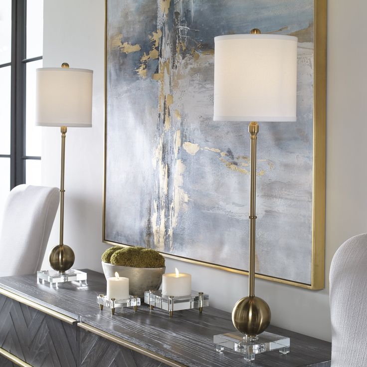 a living room scene with focus on the table lamps